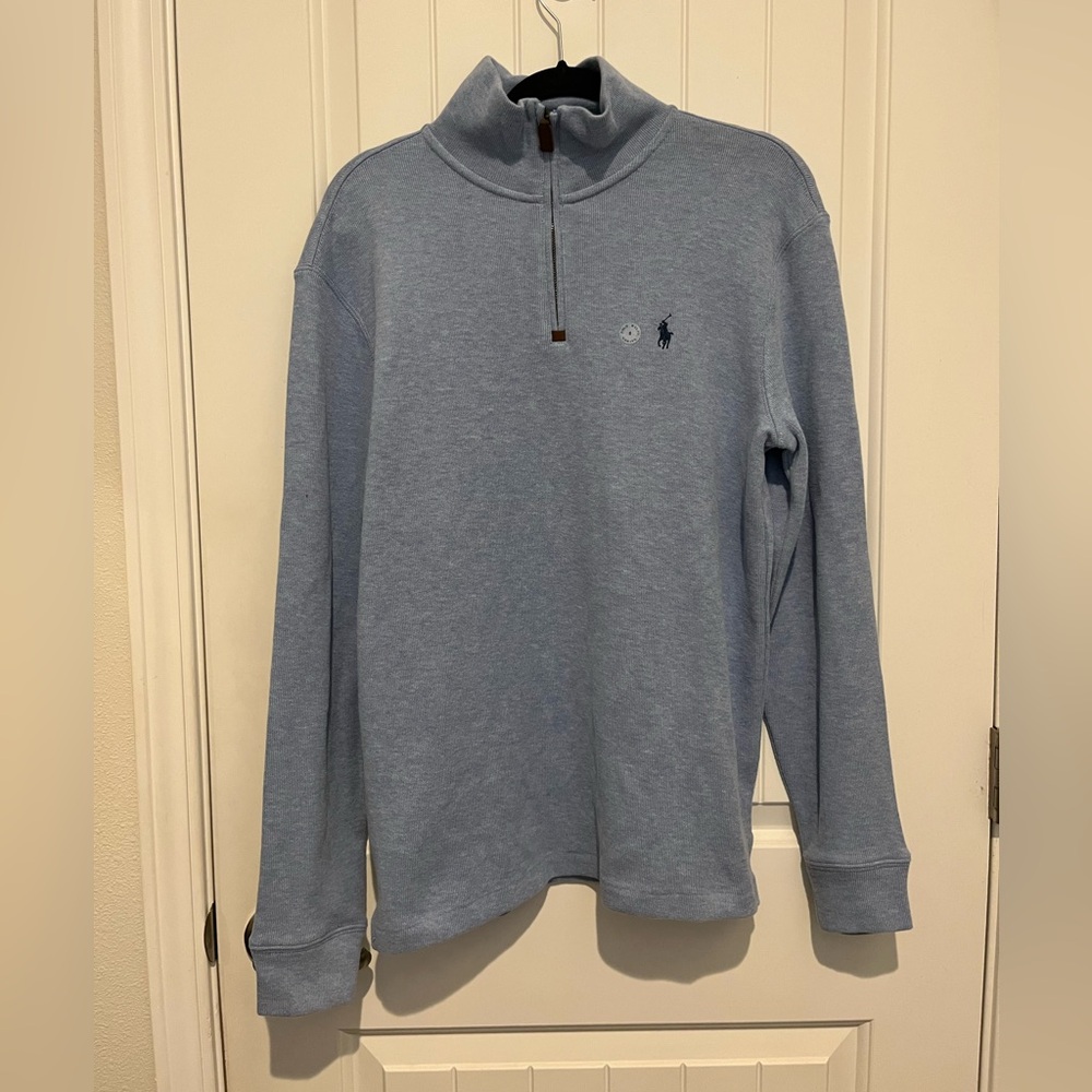 Ralph Lauren Men's Light Blue Zip-Up Sweater